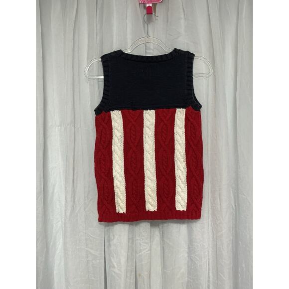 VTG Tommy Hilfiger Hand-knit Stars Stripes 90s American Flag Vest L Preppy USA - Picture 2 of 9
